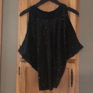 Black/gold dot open back top
